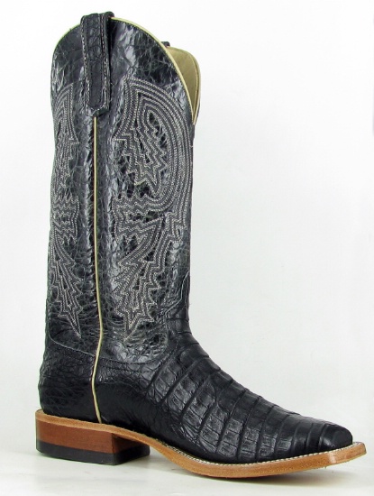black caiman boots square toe