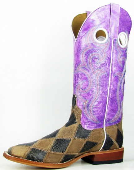purple and black cowboy boots