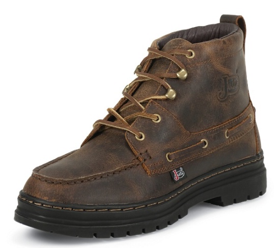 Justin 981 Men's Casual Shoe Boot with Brown Waxy Mocha Cowhide Foot and a  Shoe Toe