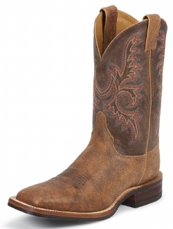Justin BR372 Men's Bent Rail Boot with Old Map Cow Foot and a Double ...